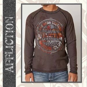 Afflictions men’s long sleeve tie dye distressed shirt